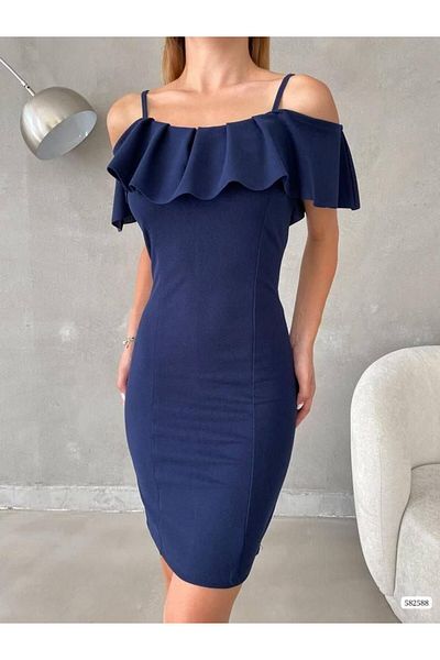 Varyete Layered Design Strappy Carmen Collar Mini Length Dress