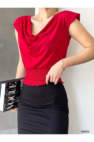 merysare Colorful Padded Sandy Blouse - Bottom Guiped and Flowy Collar