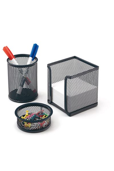 Mas Un set de suport pentru hârtie-suport pentru hârtie-suport pentru stilouri 3 bucăți metal perforat negru 505
