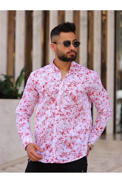 blackpanther Dominant Collar Linen Printed Lichraless Slim Fit Shirt