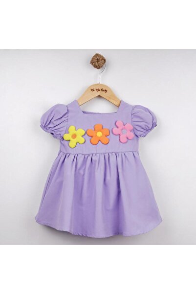 Ma Moi Baby Lila Renkli Papatyalı Kız Bebek Elbise