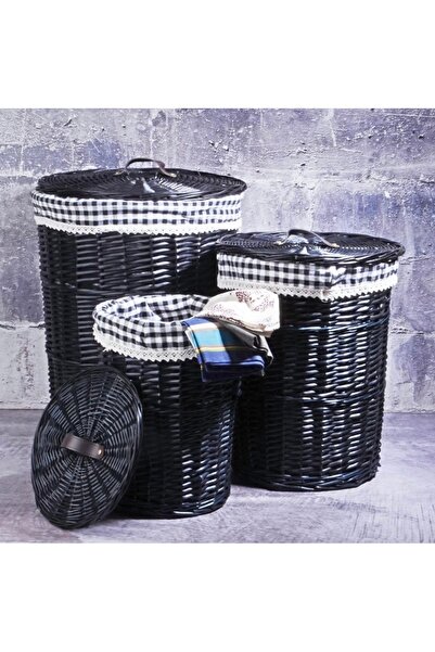 Kosova Evimsahane BLACK 3’LÜ KAPAKLI SEPET SET YUV.
