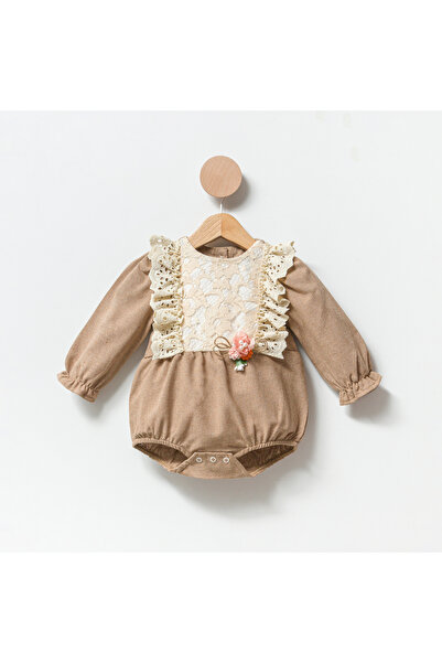 Ma Moi Baby Bej Fisto Robalı Kız Bebek Romper
