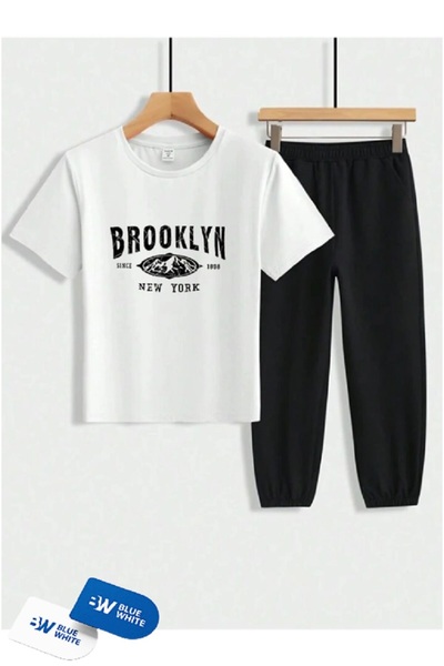 FRİENDS KİDS طقم بدلة رياضية للأولاد والبنات مطبوع عليه "BROOKLYN