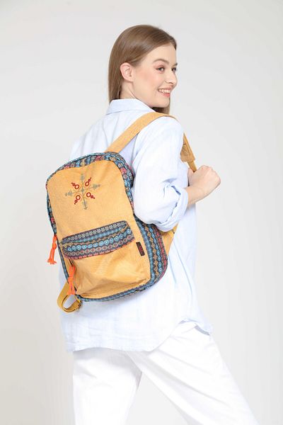 Street Bag Σακίδιο πλάτης Nubi Ethnic Αυθεντικό Μποέμ με κεντημένο σχέδιο Καθημερινή χρήση ταξιδιού
