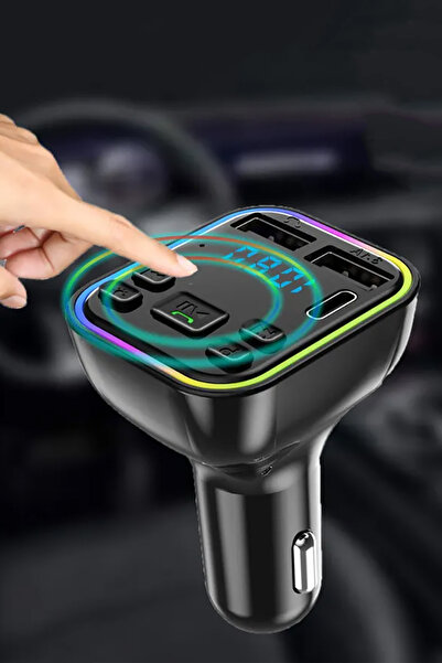 Genel Markalar Siyah Fm Verici Araba Için Bluetooth Uyumlu Araç Adaptörü Çift USB Şarj Cihazı Mp3 Çalar Desteği