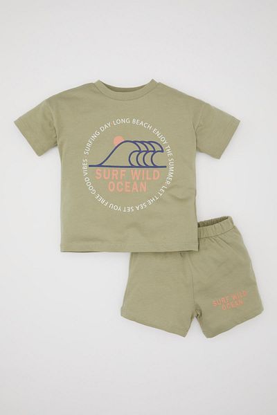 DeFacto Baby Boy 2-Piece Set Crew Neck Printed Short Sleeve T-Shirt Shorts C4032A524Sm