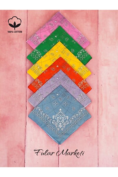 Fular Marketi 100% Cotton Elegance Patterned Bandana 6 Pieces 6elm