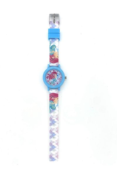 Coliseum FM ANALOG GIRL CHILDREN'S ARM CLOCK WITH MARINE GIRL FIGURE PINK BLUE
