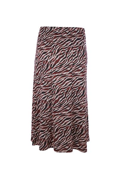 TUSSE Women's Printed Zebra Patterned Elastic Waist Piece Woven Large Size Mother Skirt