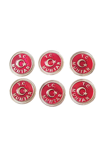 Ulaş Hediyelik Muhtar Yaka Rozeti Parlak Kırmızı Renkli 1 Paket 6 lı
