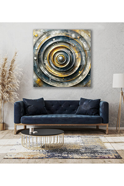 duvarsanatı Soyut Kozmik Yuvarlak Şekiller Kare Cam Tablo, Modern Ev Salon Of...