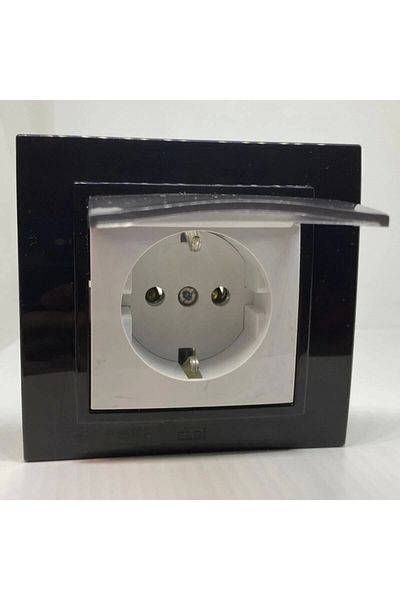ELBİ Zena Covered Grounded Socket Frame Black White Color