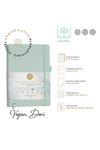 Victoria's Journals Smyth Hard Cover Planner Striped Notebook, 14x20 cm-Green