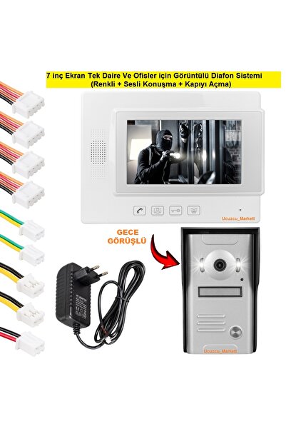 Kalite 7 inç Ekran Tek Daire Ve Ofisler için Görüntülü Diafon Sistemi (Renkli...