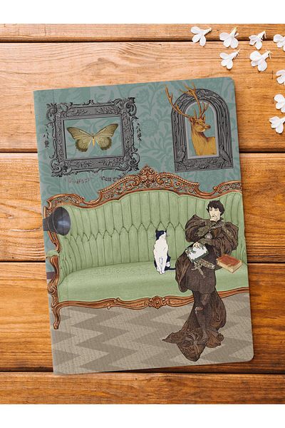 Postifull Caiet fără linii, Caiet cu tematică retro vintage, Blocnotes, Caiet vintage, 64 coli 14*21cm