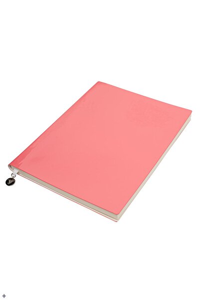 Victoria's Journals Smyth Patent Leather Flexible Cover Striped Notebook, 19x25 cm - Coral