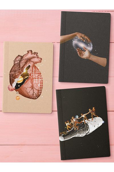 Postifull مجموعة دفتر ملاحظات غير مبطنة، 3 مفكرة، مجموعة مجلة دفتر ملاحظات، دفتر ذكريات، 64 صفحة حجم متوسط