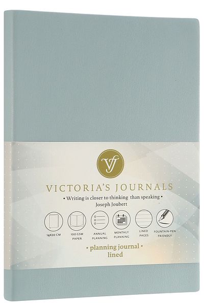 Victoria's Journals Smyth Pastel Caiet cu linii cu frunze groase nedatat 15x21 cm (A5) Albastru