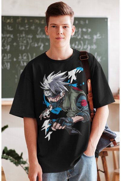 Fuddy Moda Μπλουζάκι Naruto Kakashi Hatake με στάμπα Unisex Oversize