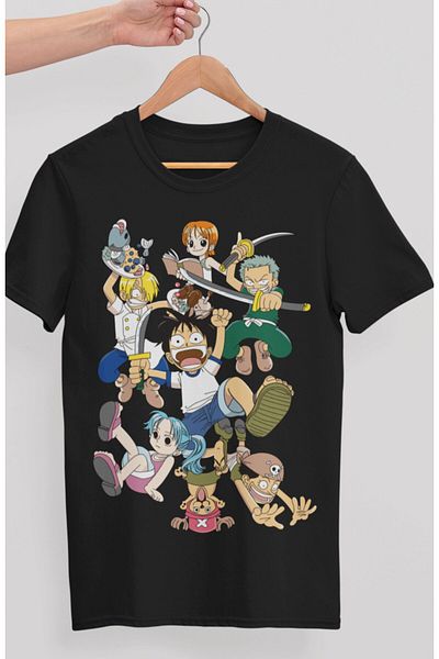 Fuddy Moda Tricou oversize One Piece cu imprimeu Tayfası, tricou unisex cu imprimeu Anime