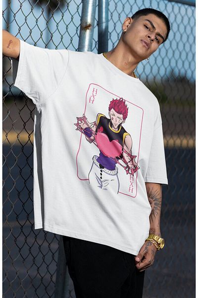 Fuddy Moda Tricou oversize cu imprimeu Hisoka, tricou unisex cu imprimeu anime