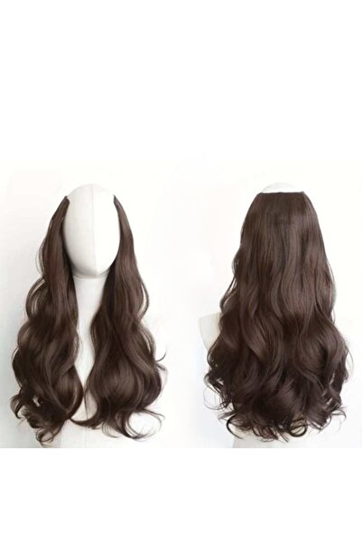AKOLİFE Açık Kahve U Part Geniş Yarımay Çıt Çıt Postiş - Gerçek Saç Dokusu