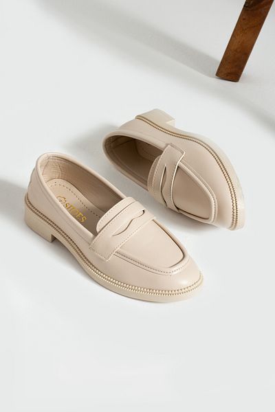 İnan Ayakkabı Women's Loafer Daily Classic Shoes Casual Moccasin Beige