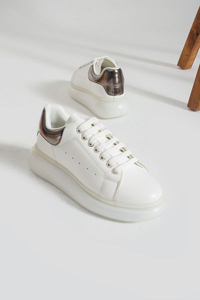 İnan Ayakkabı Pantofi sport și pantofi sport M Queen alb/platină pentru femei (4 CM)