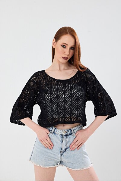 Get Crazy Κοντομάνικο πουλόβερ με ανοιχτόχρωμο λαιμόκοψη