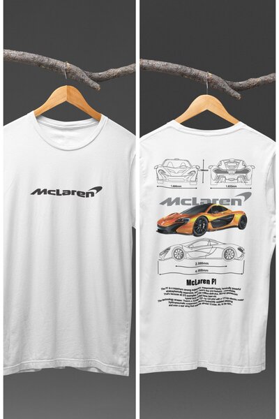 Fuddy Moda Унисекс McLaren P1 тениска с щампи на гърба, тениска със състезате...
