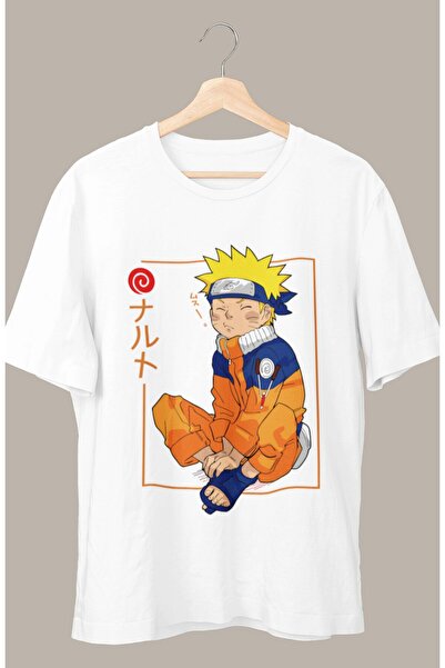 Fuddy Moda تيشيرت مطبوع عليه ناروتو أوزوماكي كبير الحجم، تيشيرت مطبوع عليه أن...