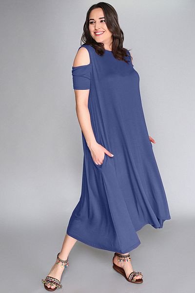 Curvy Trend Φόρεμα από βισκόζη χαμηλής κοπής ώμου