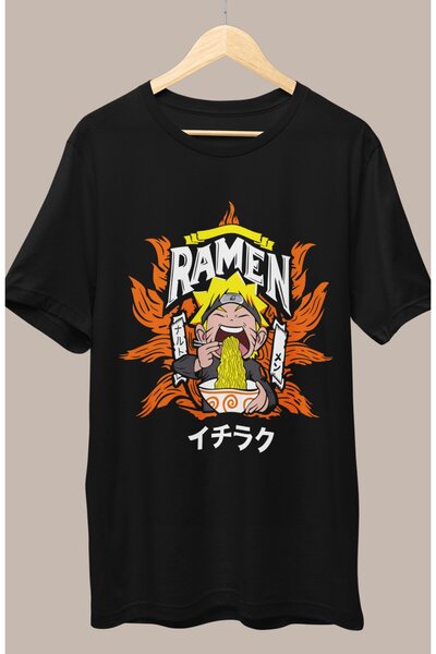 Fuddy Moda Tricou oversize cu imprimeu Ramen Naruto, tricou unisex cu imprime...