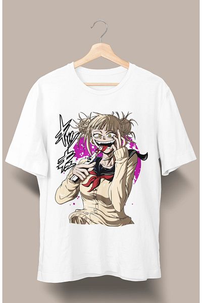 Fuddy Moda Oversize My Hero Academia Toga Himiko εμπριμέ μπλουζάκι, Unisex Anime εμπριμέ μπλουζάκι