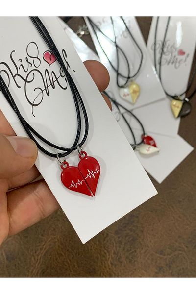 Meyra Accessories 1 Piece of 2 - Lover Necklace, Heart and Magnetic Side Bridal Encountering Gift