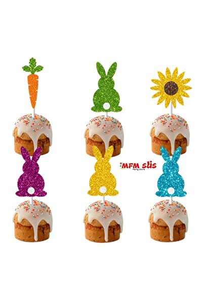 MFM مجموعة أعواد أسنان إيفا على شكل أرنب مكونة من 6 قطع