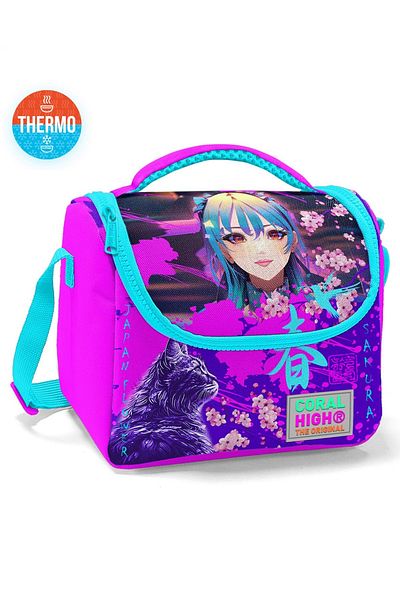 Coral High 23753 Set de rucsac de școală model anime pisică violet roz