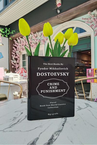 Gri Grafik Design Workshop Dostoyevsky Black Book Vase - Classics Collection