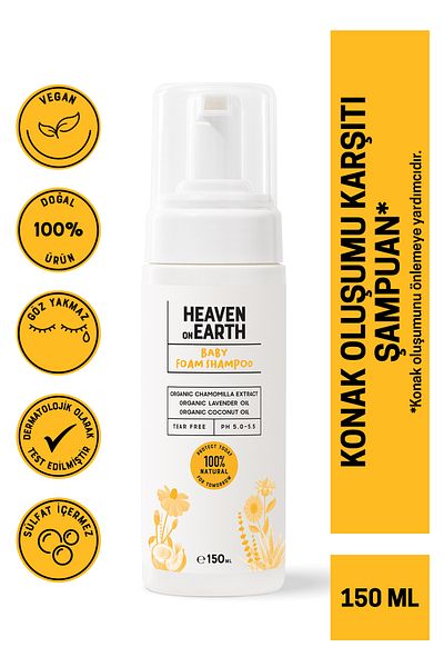 Heaven on Earth Anti-Knowledge Newborn Foam Hair and Body Shampoo 150 ml X3 100% Natural Organic Vegan Paraben Free