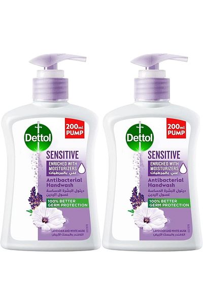 Dettol Sensitive Antibacterial Liquid Hand Wash 200ml TwinPack Lavender & White Musk x 3(pack of 6)