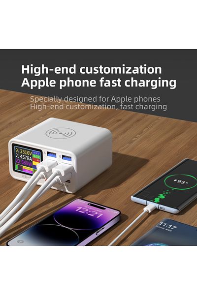 ILEPO Çok Seçenekli 8 Portlu Usb Kablosuz Hızlı Şarj İstasyonu Görsel Akım Ayrılama Şarj Cihazı...