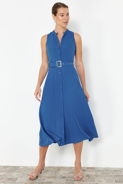 Trendyol Collection Saks Belted Midi Woven Shirt Dress TWOSS23EL01628