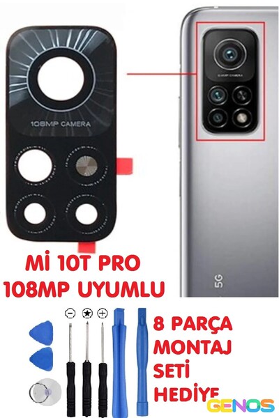 Genos Xiaomi Mi 10t Pro (108MP) Arka Kamera Camı Kamera Camı Lensi  Montaj Set