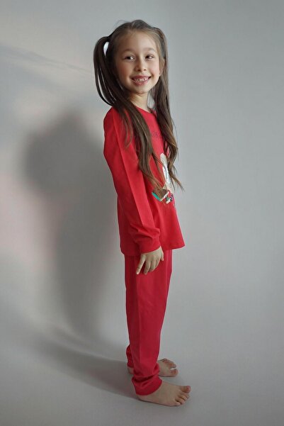 QUB CLUB Unisex Kırmızı 4 Mevsim Çocuk Pijama Takımı