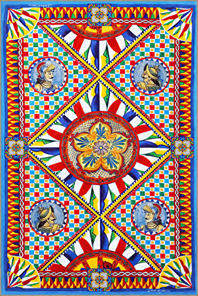 Rugs Modern Halı Berlin Çok Renkli Floral ve Geometrik Desenli Modern Dekorat...