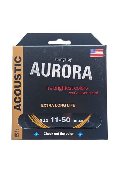Aurora Premium Acoustic Guitar Strings 11-50, Yellow Color Acoustic guitar string