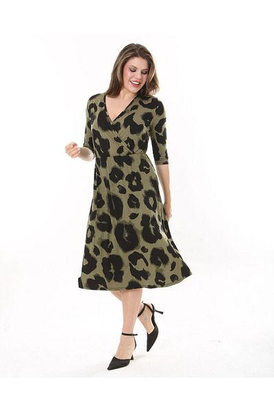 Butik Nilyam Γυναικείο φόρεμα με διπλό στήθος ελαστικό γιακά 24090