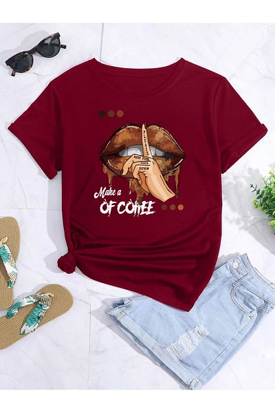aynewmoda Oversize make a coffee printed T-shirt
