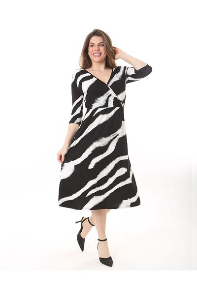 Butik Nilyam Γυναικείο φόρεμα με διπλό στήθος ελαστικό γιακά 24090